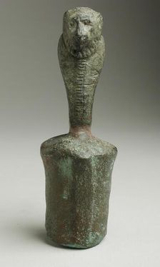 Staff Finial with Lioness Headed Cobra, Probably Ptolemaic Period (332-30 BCE). Creator: Unknown