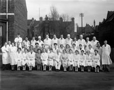Staff from Schonhut's butchery factory, Rawmarsh, South Yorkshire, 1955. Creator: Michael Walters
