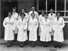 Staff from Schonhut's butchery factory, Rawmarsh, South Yorkshire, 1955. Creator: Michael Walters