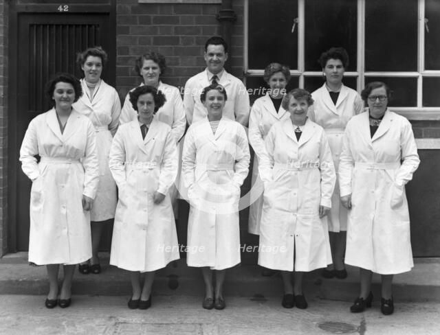 Staff from Schonhut's butchery factory, Rawmarsh, South Yorkshire, 1955. Artist: Michael Walters