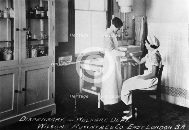 Staff in the dispensary at Wilson & Co, South Africa, 1938. Artist: Unknown