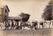 Staff of the Karachi plague committee in the town of Dhobi Ghat, during bubonic plague..., 1897. Creator: Unknown