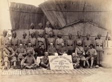 Staff of the Runchore segregation camp, set up by the Karachi Plague Committee, India, 1897. Creator: Unknown