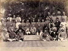 Staff of the Runchore segregation camp, set up by the Karachi Plague Committee, India, 1897. Creator: Unknown