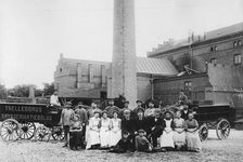 Staff outside the Trelleborgs Brewery, Trelleborg, Sweden, late 19th or early 20th century