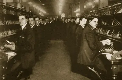 Staff sorting letters at the Post Office, Mount Pleasant, London, 20th century.  Creator: Unknown.