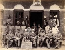 Staff who work in the jail or gardens for the Karachi Plague Committee, India, 1897. Creator: Unknown