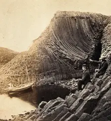 Staffa Island: two seated men admiring the basalt formations, c1880s. Creator: Unknown