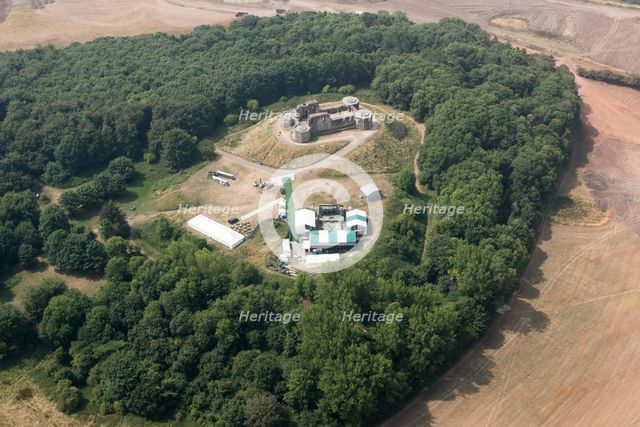 Stafford Castle with staging for a production of Macbeth, Staffordshire, 2018. Creator: Historic England Staff Photographer.