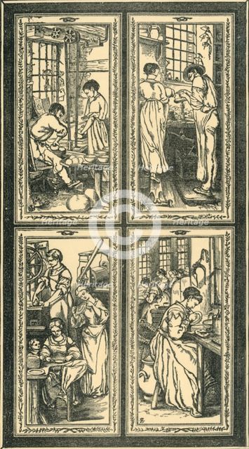 Staffordshire Processes, design for stained glass window, c1870, (1881).  Creator: Unknown.