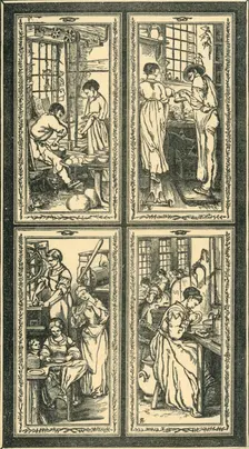 Staffordshire Processes, design for stained glass window, c1870, (1881). Creator: Unknown