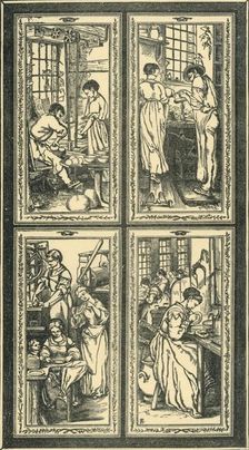Staffordshire Processes, design for stained glass window, c1870, (1881). Creator: Unknown