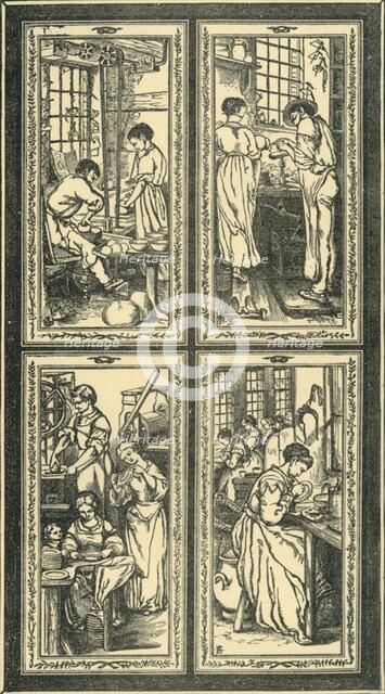 Staffordshire Processes, design for stained glass window, c1870, (1881).  Creator: Unknown.