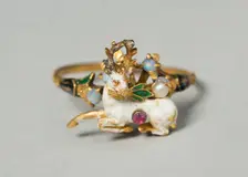 Stag with Herb Branch Mounted as a Ring, Germany, c. 1550-c. 1600 (stag), mounted on later ring. Creator: Unknown