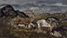 Stag and Doe, c1850s-1860s. Creator: Antoine-Louis Barye