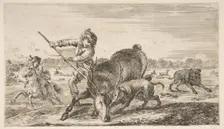 Stag at bay, from Animal hunts (Chasses à différents animaux), ca. 1654. Creator: Stefano della Bella