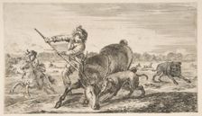 Stag at bay, from Animal hunts (Chasses à différents animaux), ca. 1654. Creator: Stefano della Bella