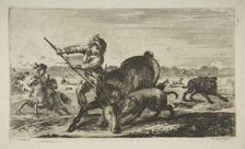 Stag at bay, from Animal hunts (Chasses à différents animaux), ca. 1654. Creator: Stefano della Bella