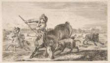 Stag at bay, from Animal hunts (Chasses à différents animaux), ca. 1654. Creator: Stefano della Bella
