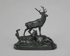 Stag, Doe, and Fawn, model n.d., cast c. 1845/1873. Creator: Antoine-Louis Barye