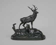Stag, Doe, and Fawn, model n.d., cast c. 1845/1873. Creator: Antoine-Louis Barye