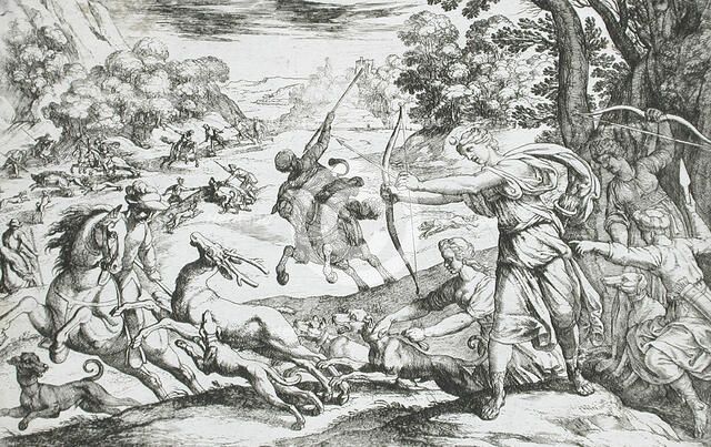 Stag Hunt, 16th century. Creator: Antonio Tempesta.