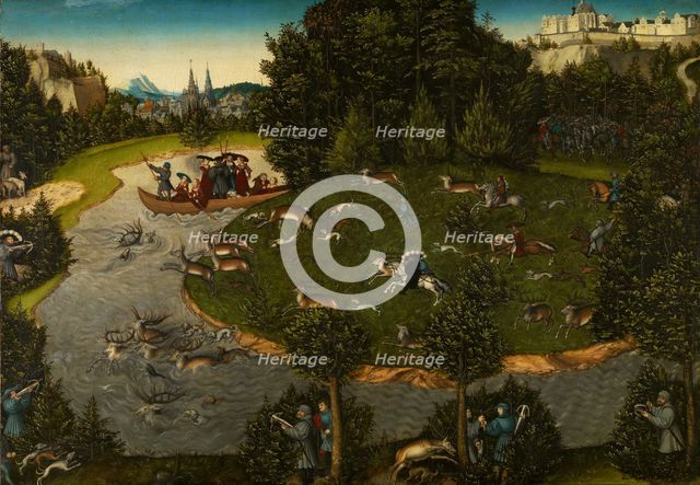 Stag Hunt with the Elector Frederick the Wise, 1529. Artist: Cranach, Lucas, the Elder (1472-1553)