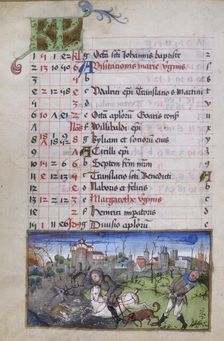 Stag hunting with horse and hounds, c1500-c1510. Creator: Unknown