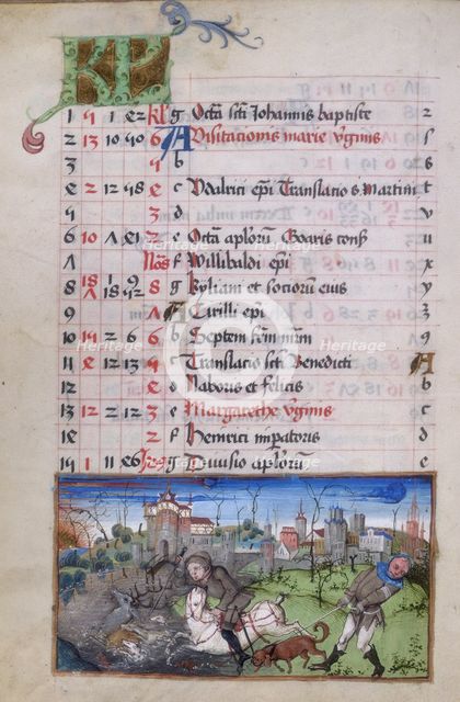 Stag hunting with horse and hounds, c1500-c1510.  Creator: Unknown.