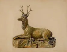 Stag Statuette, 1935/1942. Creator: Charles Caseau