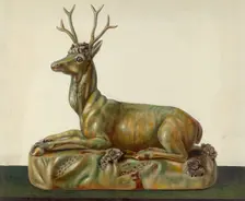 Stag Statuette, 1935/1942. Creator: Cleo Lovett