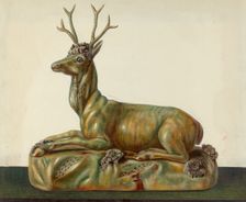 Stag Statuette, 1935/1942. Creator: Cleo Lovett