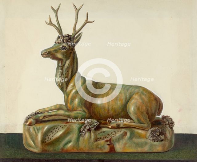 Stag Statuette, 1935/1942. Creator: Cleo Lovett.