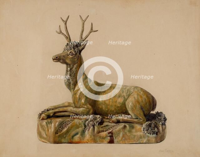 Stag Statuette, 1935/1942. Creator: Charles Caseau.