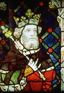 Stained thirteenth century glass image of King Cnut (985/95-1035)