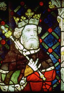 Stained thirteenth century glass image of King Cnut (985/95-1035)