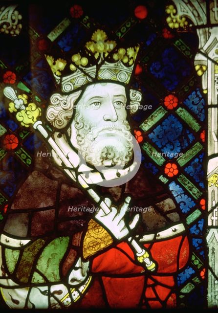 Stained thirteenth century glass image of King Cnut (985/95-1035). Artist: Unknown