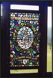 Stained glass window commemorating Lawrence Edward Grace Oates in The Oates Memorial Mus..., 1973. Creator: Dorothy Chapman
