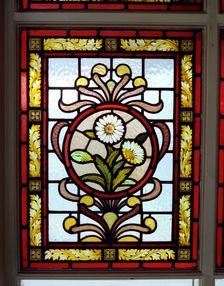 Stained glass window at Uffculme Hospital, Birmingham, West Midlands, 2000. Artist: JO Davies