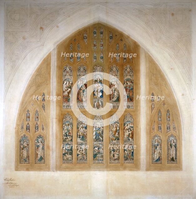Stained glass window design, 1869.                                      Artist: Henry Hughes