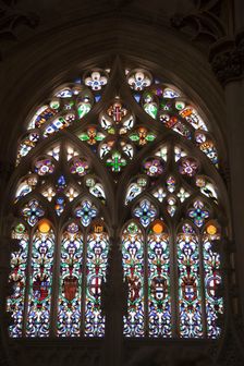 Stained glass window, Founder's Chapel, Monastery of Batalha, Batalha, Portugal, 2009. Creator: Samuel Magal