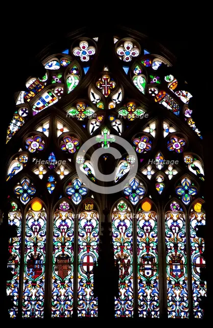 Stained glass window, Founder's Chapel, Monastery of Batalha, Batalha, Portugal, 2009. Creator: Samuel Magal.