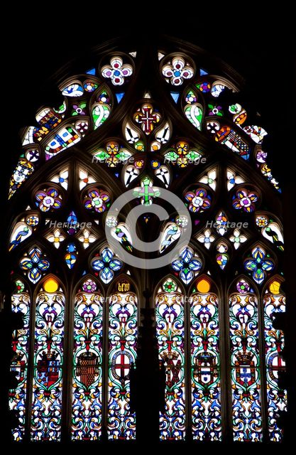 Stained glass window, Founder's Chapel, Monastery of Batalha, Batalha, Portugal, 2009. Creator: Samuel Magal.