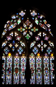 Stained glass window, Founder's Chapel, Monastery of Batalha, Batalha, Portugal, 2009. Creator: Samuel Magal