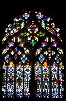 Stained glass window, Founder's Chapel, Monastery of Batalha, Batalha, Portugal, 2009. Creator: Samuel Magal