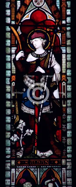 Stained glass window of St Alban in Hereford Cathedral, 3rd century. Artist: Unknown