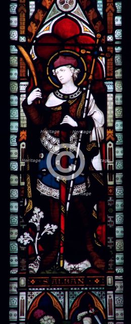 Stained glass window of St Alban in Hereford Cathedral, 3rd century. Artist: Unknown