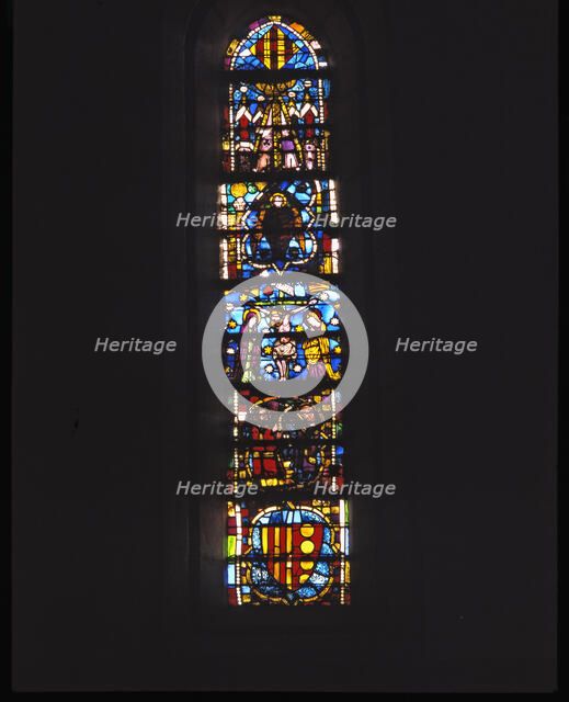 Stained glass window of the Chapter House of the Monastery of Santa Maria de Pedralbes in Barcelona.