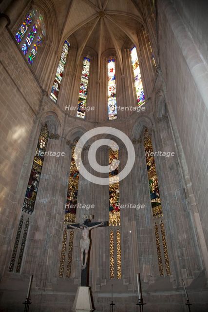 Stained glass windows, church chancel, Monastery of Batalha, Batalha, Portugal, 2009. Creator: Samuel Magal.