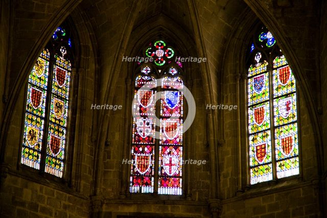 Stained glass windows in the Chapel of Santa Agata, Barcelona, Spain, 2007. Artist: Samuel Magal